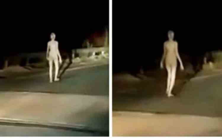 Imagini stranii din India - Extraterestru, fantomă sau o femeie goală?