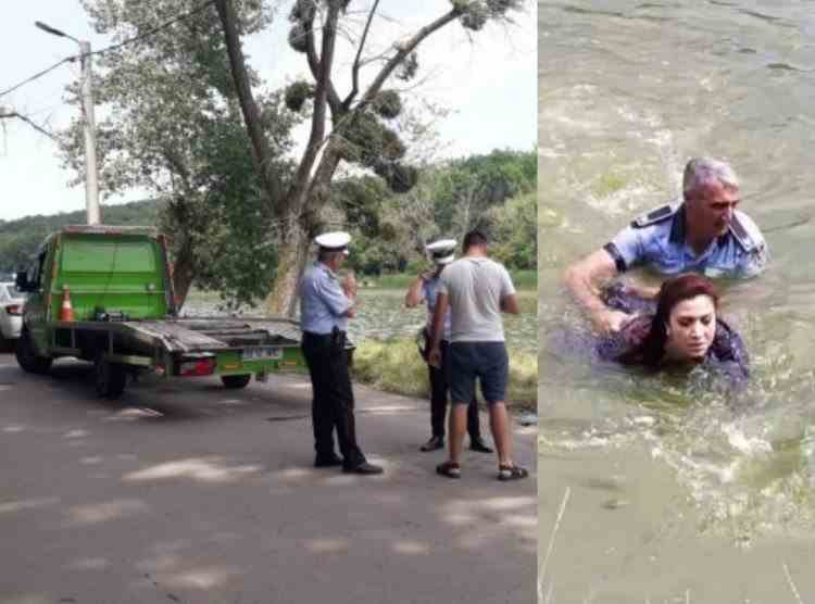 Șoferiță beată, salvată de la înec de un polițist local, după ce a ajuns cu mașina într-un lac de lângă Iași