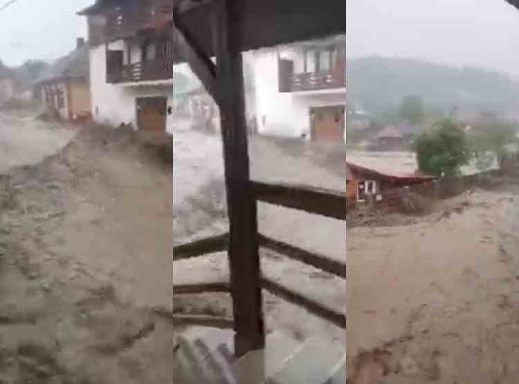 VIDEO: Viitură în Apuseni - 13 persoane au rămas izolate în podurile caselor