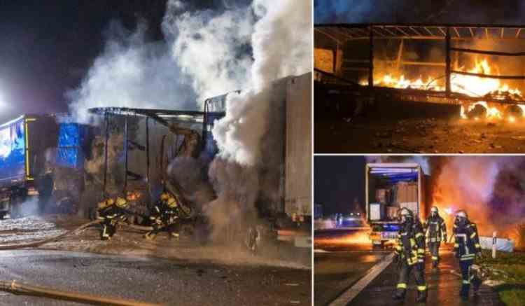 VIDEO: Un șofer român de TIR a murit ars de viu în cabină, în urma unui grav accident în lanț, pe o autostradă din Germania
