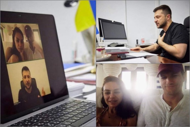 Volodimir Zelenski, discuție cu Mila Kunis și Ashton Kutcher - Cei doi actori au strâns peste 35 de milioane de dolari pentru Ucraina