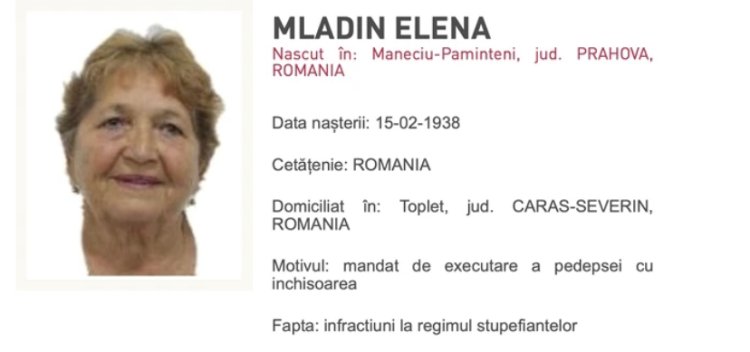 Femeie de 84 de ani, dată în urmărire generală în România